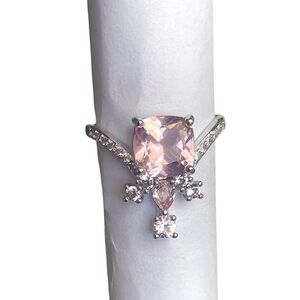 Bomb Party Share the Love Ring Pink Peach Morganite w/ Rhodium Plating - RBP7800